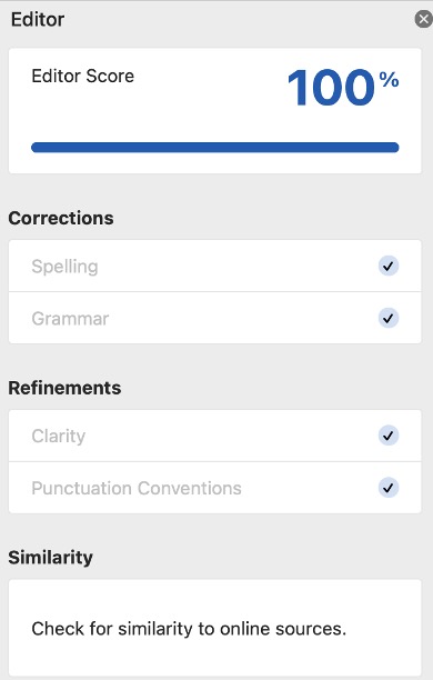 After The Improvement. Simply checkboxes without statistics and ambiguous words like clarity.